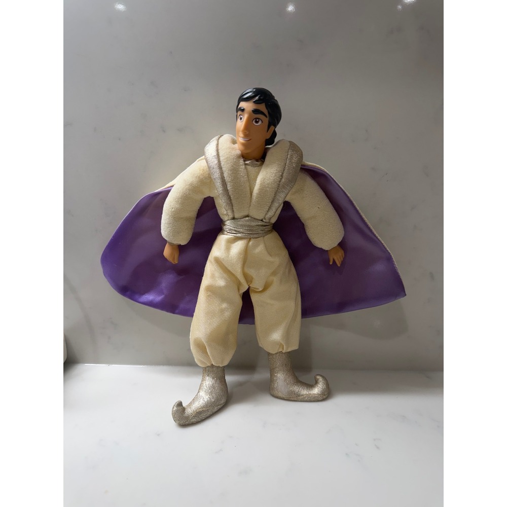 Disney Aladdin Prince Ali Action Figure Doll Cream Gold Purple Cape Vintage